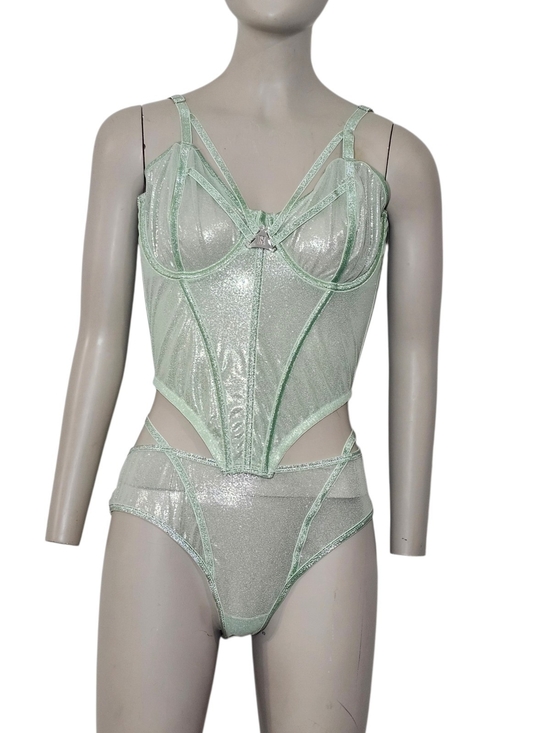 Savage X Fenty Other - Savage X Fenty Mint Shimmer Underwire Bustier & Brief Set